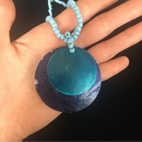 unknown Jewelry - Blue and Teal Double Circle Pendant Necklace